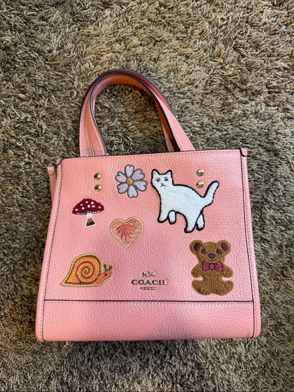 Coach Pink Patchwork Satchel with Embroidered Motifs